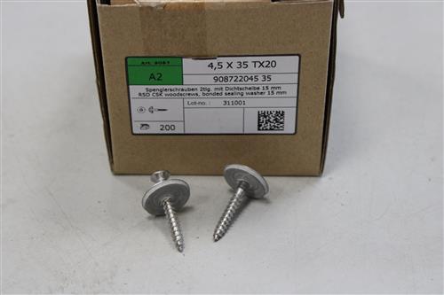 EPDM daktrimschroef RVS+afdekring, 4.5x35mm TX20 (200st)