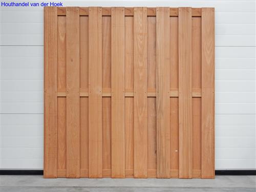 Tuinscherm hardhout recht 180x180cm 15-planks (Bangkirai Ye)