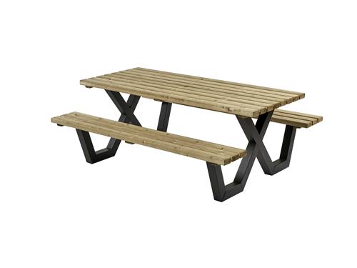Picknicktafel geïmpregneerd, metalen frame, 200x160cm (0427)