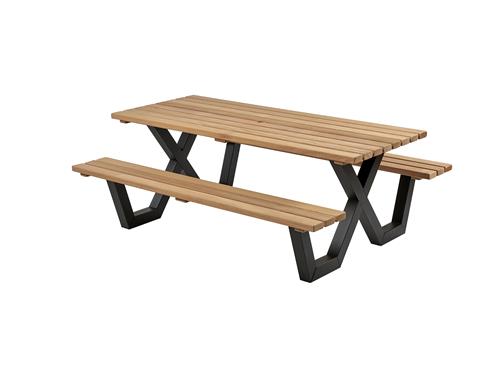 Picknicktafel hardhout, metalen frame, 200x160cm (0527)