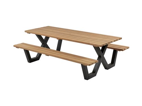 Picknicktafel hardhout, metalen frame, 230x160cm (0528)